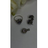 925 Sterling Silver Amethyst Set Floral Filigree Ring Pendant & Earrings