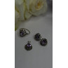 925 Sterling Silver Amethyst Set Floral Filigree Ring Pendant & Earrings