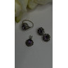 925 Sterling Silver Amethyst Set Floral Filigree Ring Pendant & Earrings