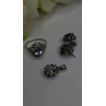 925 Sterling Silver Amethyst Set Floral Filigree Ring Pendant & Earrings