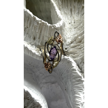 Vintage Grapevine Leaf Design 925 Sterling Silver Amethyst Ring Size 8
