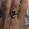 Vintage Grapevine Leaf Design 925 Sterling Silver Amethyst Ring Size 8