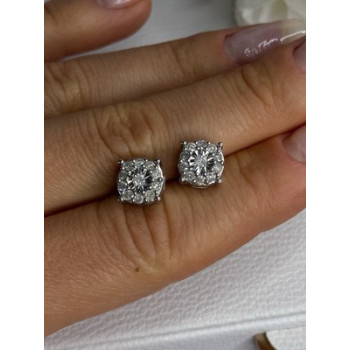 925 Sterling Silver Beryl Stud Earrings Length 0.35 Inch