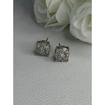 925 Sterling Silver Beryl Stud Earrings Length 0.35 Inch