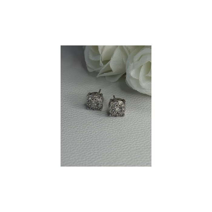 925 Sterling Silver Beryl Stud Earrings Length 0.35 Inch