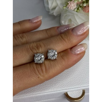 925 Sterling Silver Beryl Stud Earrings Length 0.35 Inch