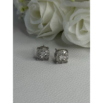925 Sterling Silver Beryl Stud Earrings Length 0.35 Inch