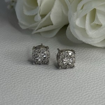 925 Sterling Silver Beryl Stud Earrings Length 0.35 Inch