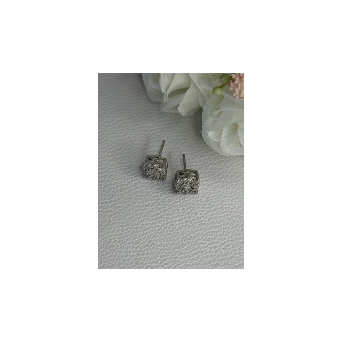 925 Sterling Silver Beryl Stud Earrings Length 0.35 Inch