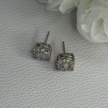 925 Sterling Silver Beryl Stud Earrings Length 0.35 Inch