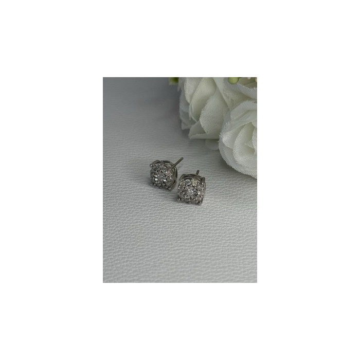 925 Sterling Silver Beryl Stud Earrings Length 0.35 Inch
