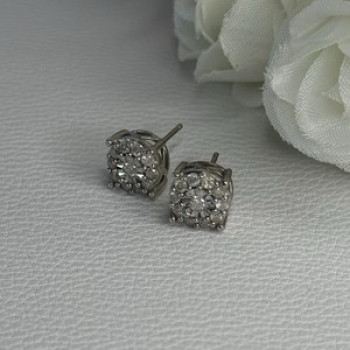 925 Sterling Silver Beryl Stud Earrings Length 0.35 Inch