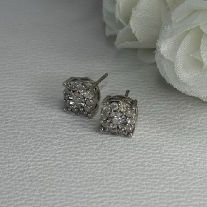 925 Sterling Silver Beryl Stud Earrings Length 0.35 Inch