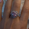 Romantic 925 Sterling Silver Pink Heart Topaz Ring Size 9