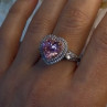 Romantic 925 Sterling Silver Pink Heart Topaz Ring Size 9