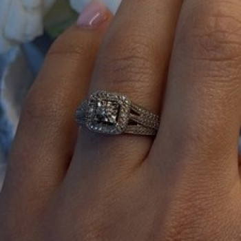 Vintage Princess Cut 925 Sterling Silver Diamonds Ring Size 7