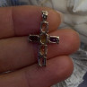 Multi Gemstone 925 Sterling Silver Gold Plated Cross Pendant