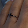 Modern Christian 925 Sterling Silver Cross Black Enamel Ring Size 8