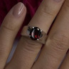 925 Sterling Silver Red Shiny Garnet Ring Size 6