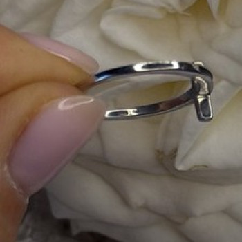 Modern Christian 925 Sterling Silver Cross Black Enamel Ring Size 7