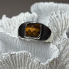 925 Sterling Silver Amber Men'S Ring Size 8