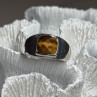 925 Sterling Silver Amber Men'S Ring Size 8