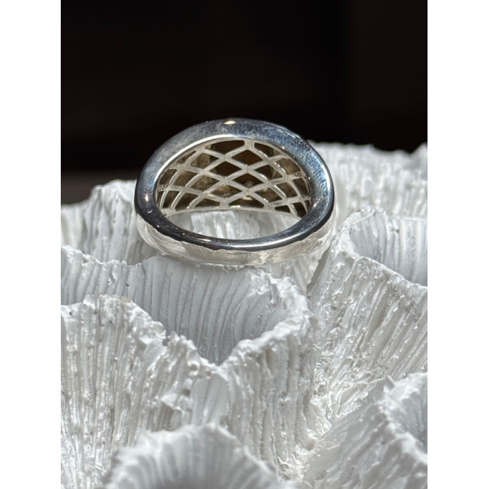 925 Sterling Silver Amber Men's Ring Size 8