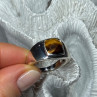 925 Sterling Silver Amber Men'S Ring Size 8