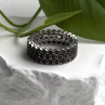 Vintage 925 Sterling Silver Black Spinel Band Ring Size 9