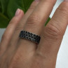 Vintage 925 Sterling Silver Black Spinel Band Ring Size 9