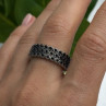 Vintage 925 Sterling Silver Black Spinel Band Ring Size 9