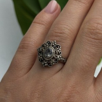 Vintage Filigree 925 Sterling Silver Mystic Topaz Ring Size 7.5