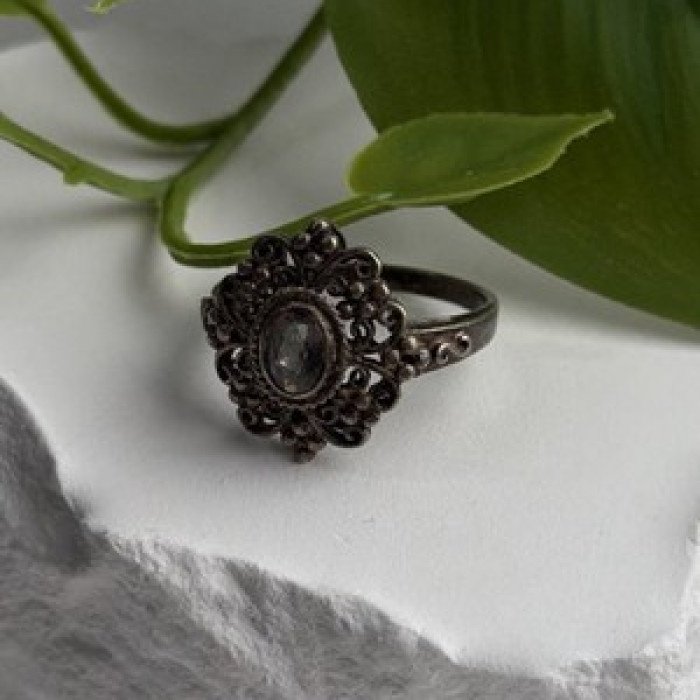 Vintage Filigree 925 Sterling Silver Mystic Topaz Ring Size 7.5