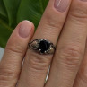 Vintage 925 Sterling Silver & 12K Gold Leaf Black Onyx Ring Size 6