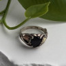 Vintage 925 Sterling Silver & 12K Gold Leaf Black Onyx Ring Size 6