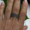 Vintage Art Deco Style 925 Sterling Silver Marcasite Band Ring Size 9