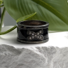 Vintage 925 Sterling Silver Black Enamel & Cz Ring Size 9