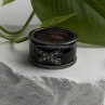 Vintage 925 Sterling Silver Black Enamel & Cz Ring Size 9