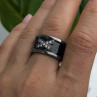 Vintage 925 Sterling Silver Black Enamel & Cz Ring Size 9