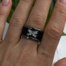 Vintage 925 Sterling Silver Black Enamel & Cz Ring Size 9