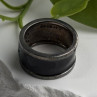 Vintage 925 Sterling Silver Black Enamel & Cz Ring Size 9