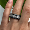 Vintage 925 Sterling Silver Black Spinel & White Topaz Eternity Band Ring Size 7