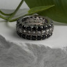 Vintage 925 Sterling Silver Black Spinel & White Topaz Eternity Band Ring Size 7