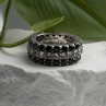 Vintage 925 Sterling Silver Black Spinel & White Topaz Eternity Band Ring Size 7