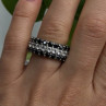 Vintage 925 Sterling Silver Black Spinel & White Topaz Eternity Band Ring Size 7