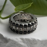 Vintage 925 Sterling Silver Black Spinel & White Topaz Eternity Band Ring Size 7