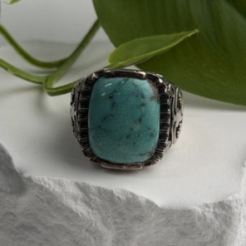 Artisan Style Vintage 925 Sterling Silver Turquoise Ring Size 5.5