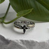 925 Sterling Silver Sapphire & Diamond Cross Ring Size 8.5