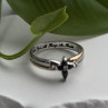 925 Sterling Silver Sapphire & Diamond Cross Ring Size 8.5