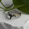 925 Sterling Silver Sapphire & Diamond Cross Ring Size 8.5